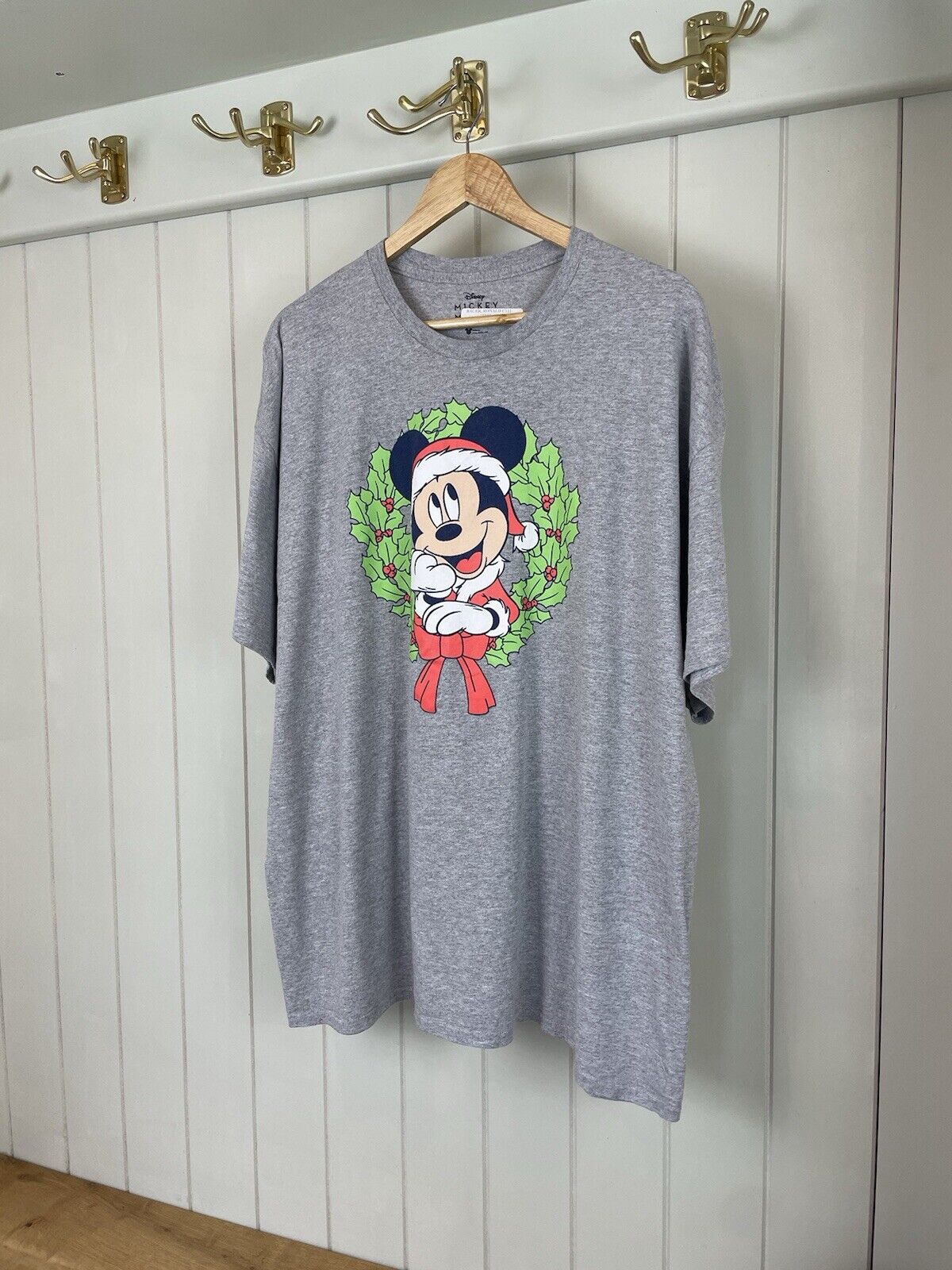 Vintage Size 2XL 16-22 Grey Christmas Disney Mickey Mouse T-Shirt