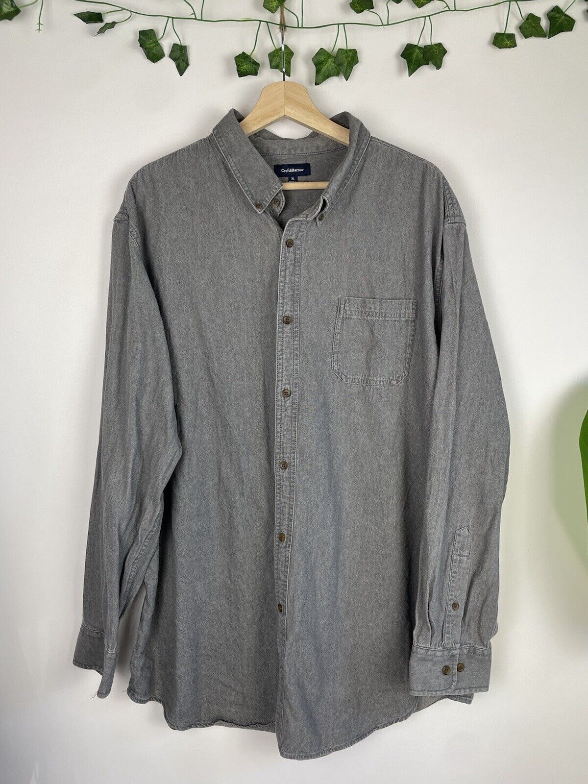 Vintage Size XL 18-28 Unisex Grey Denim Cotton Shirt /Overshirt Croft & Barrow