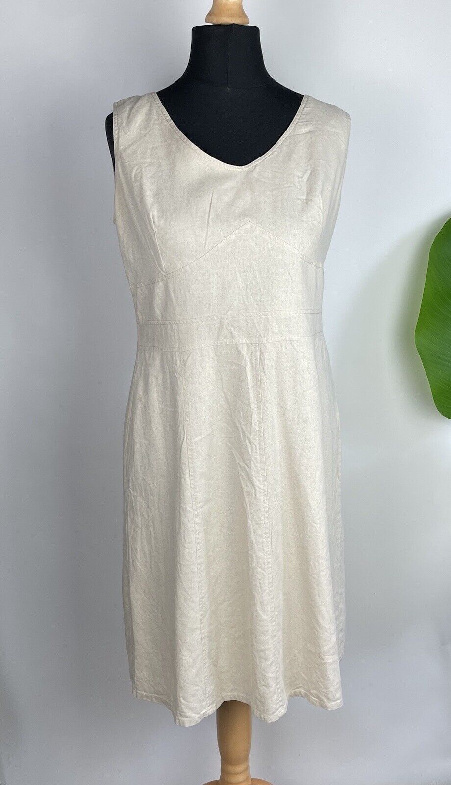 Vintage Size 12 Ecru Cream Linen Blend Summer Dress Gloria Vanderbilt