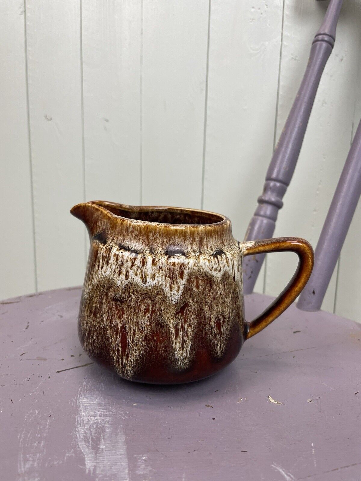 Handpainted Pottery Brown Stone Earthen Wear Small Jug