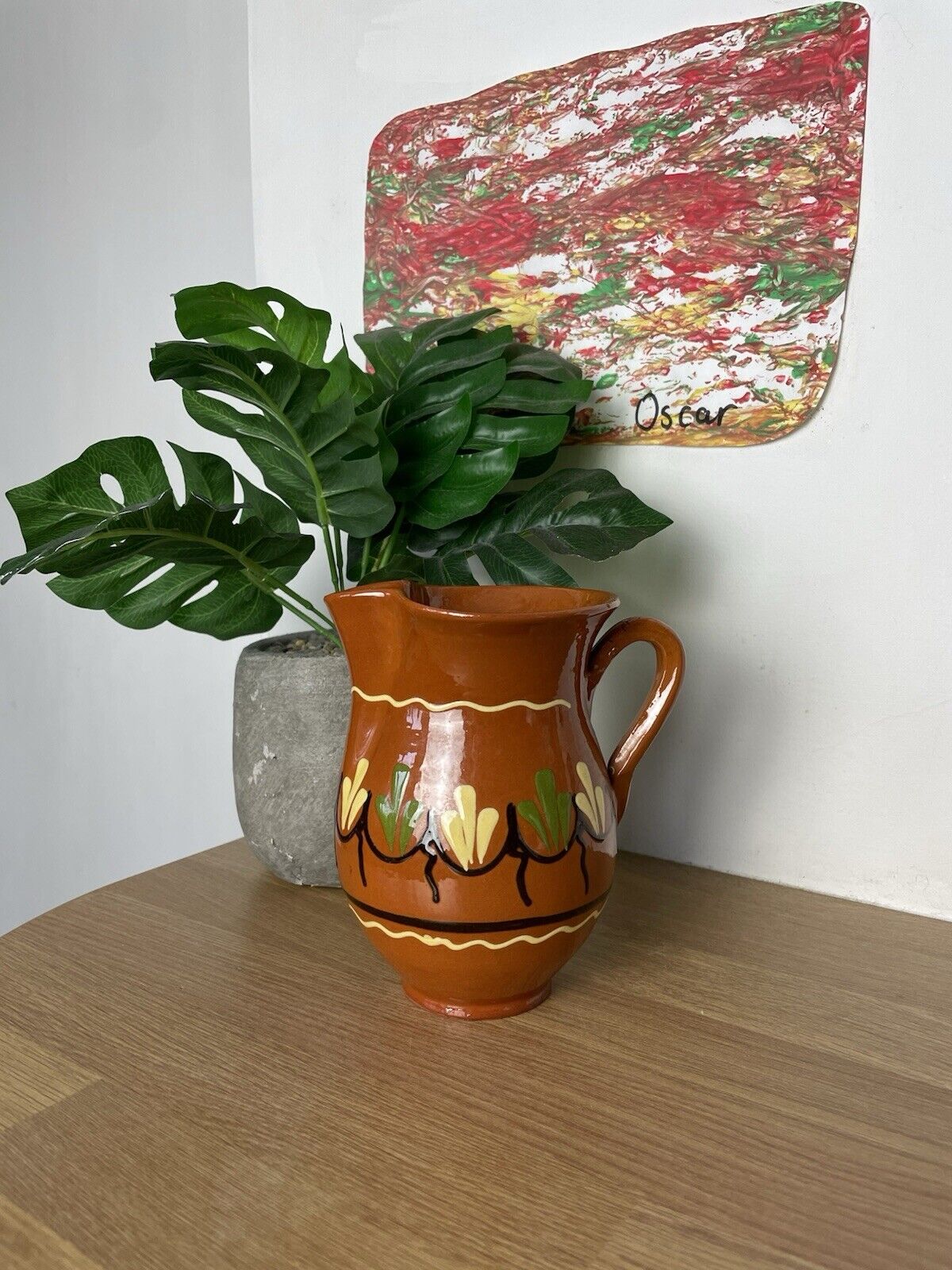 Vintage Handpainted Ceramic Retro Painted Jug