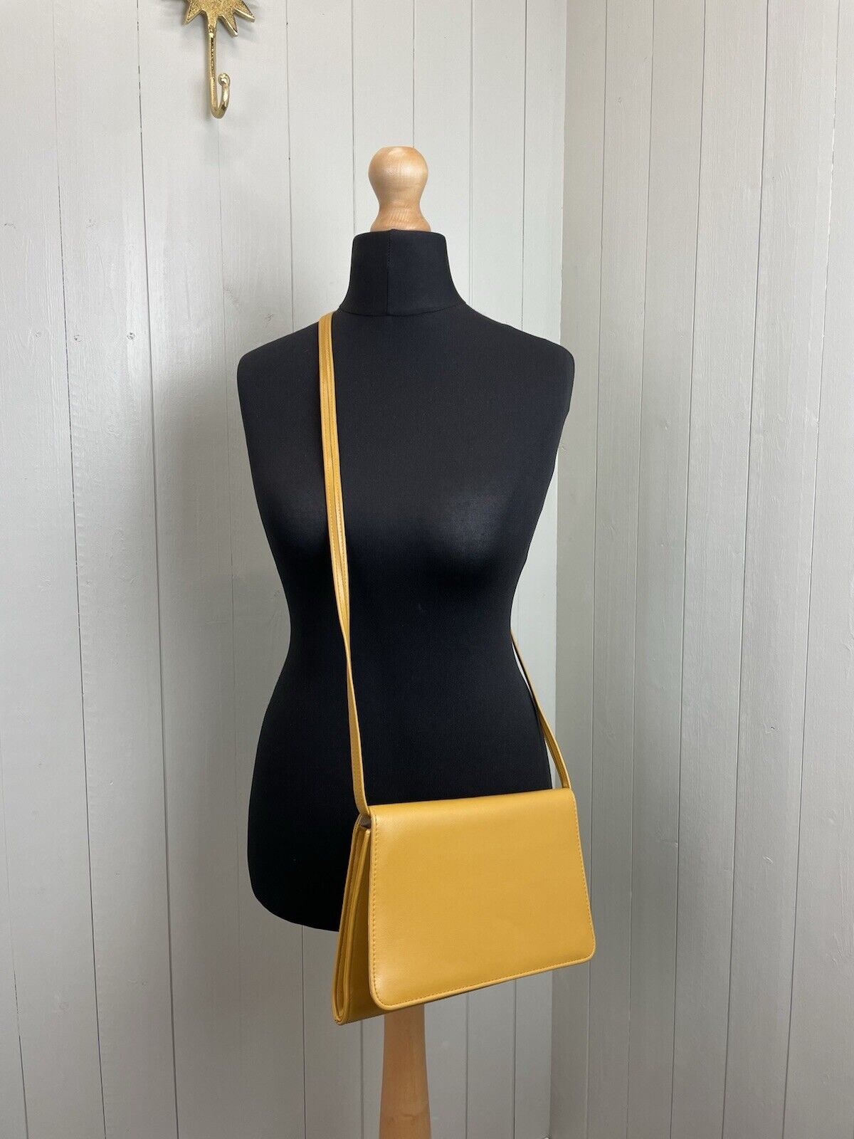 Vintage 90s Yellow Faux Leather Crossbody Handbag St Michael